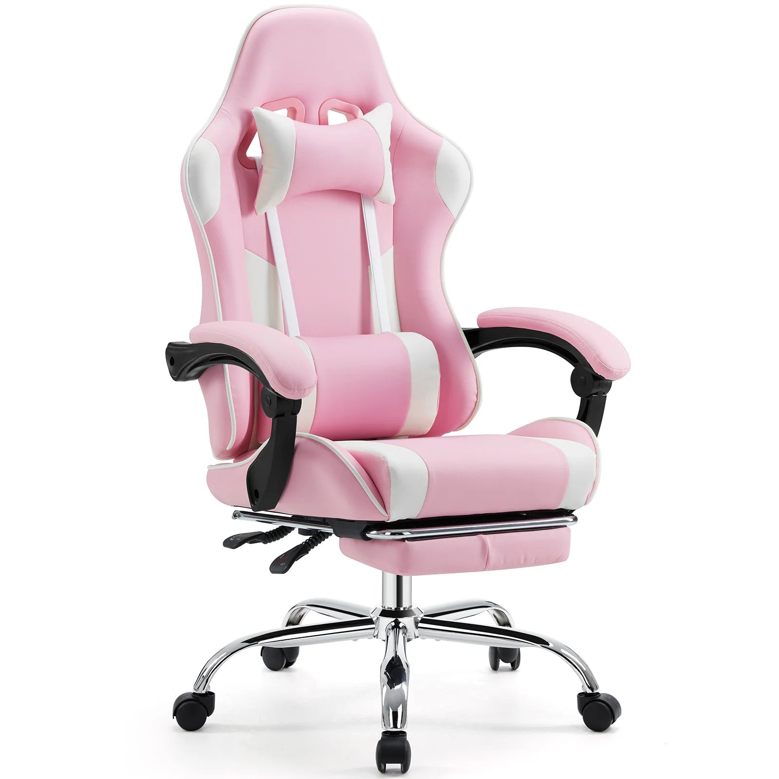 Ergonomic Racing Gaming Chair Adjustable Swivel PU Leather with Headrest and Lumbar Support For Office Computer Living Room