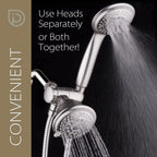 Handheld Showerhead Rain Shower Combo. Dual 2 in 1 Shower System