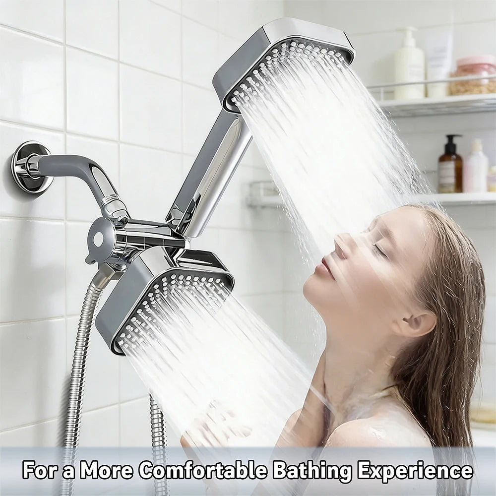 A High-Flow Large Nozzle and Handheld Shower Head, Two-In-One Shower Set, Shower Long Hose, Three-Way Water Distributor Bathroom