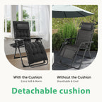 Zero Gravity Recliner Chair – Folding Portable Lounge for Camping, Patio & Outdoor Garden with Cup Holder Tray & Removable Cushion