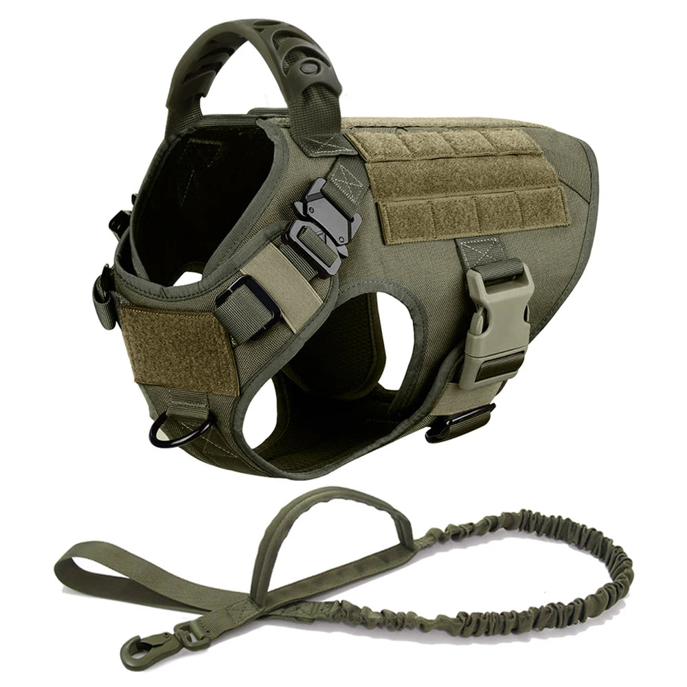 Heavy-Duty Tactical No-Pull Harness with Quick Release Buckles, Front and Back D-Rings with Optional Accessories