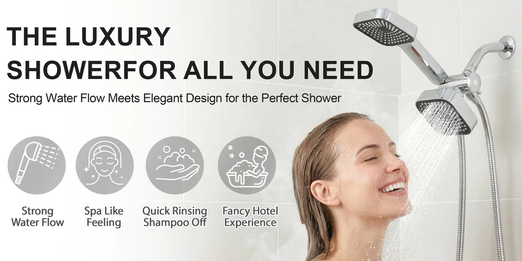 2-in-1 High Flow Rainfall and Handheld Shower Headset