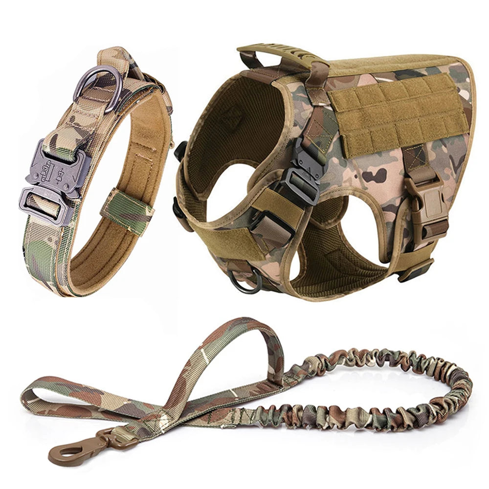 Heavy-Duty Tactical No-Pull Harness with Quick Release Buckles, Front and Back D-Rings with Optional Accessories