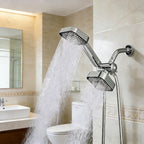 A High-Flow Large Nozzle and Handheld Shower Head, Two-In-One Shower Set, Shower Long Hose, Three-Way Water Distributor Bathroom