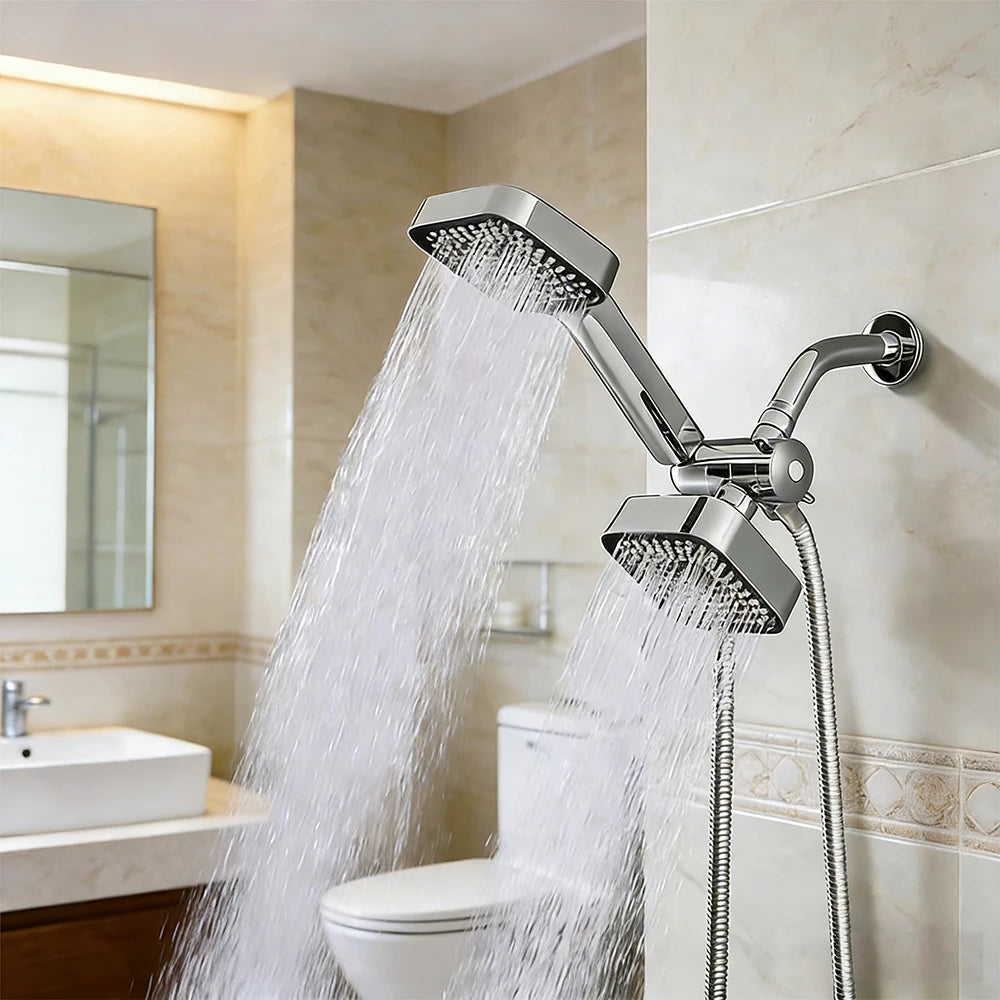 A High-Flow Large Nozzle and Handheld Shower Head, Two-In-One Shower Set, Shower Long Hose, Three-Way Water Distributor Bathroom