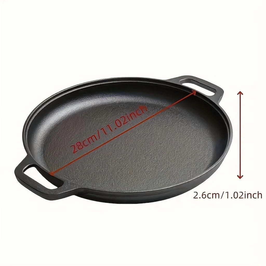 Multifunctional Cast Iron Skillet — Non-Stick Design, Ideal for Pizza, Grilling, and Pancakes (11 inch) — Compatible with All Stove Types
