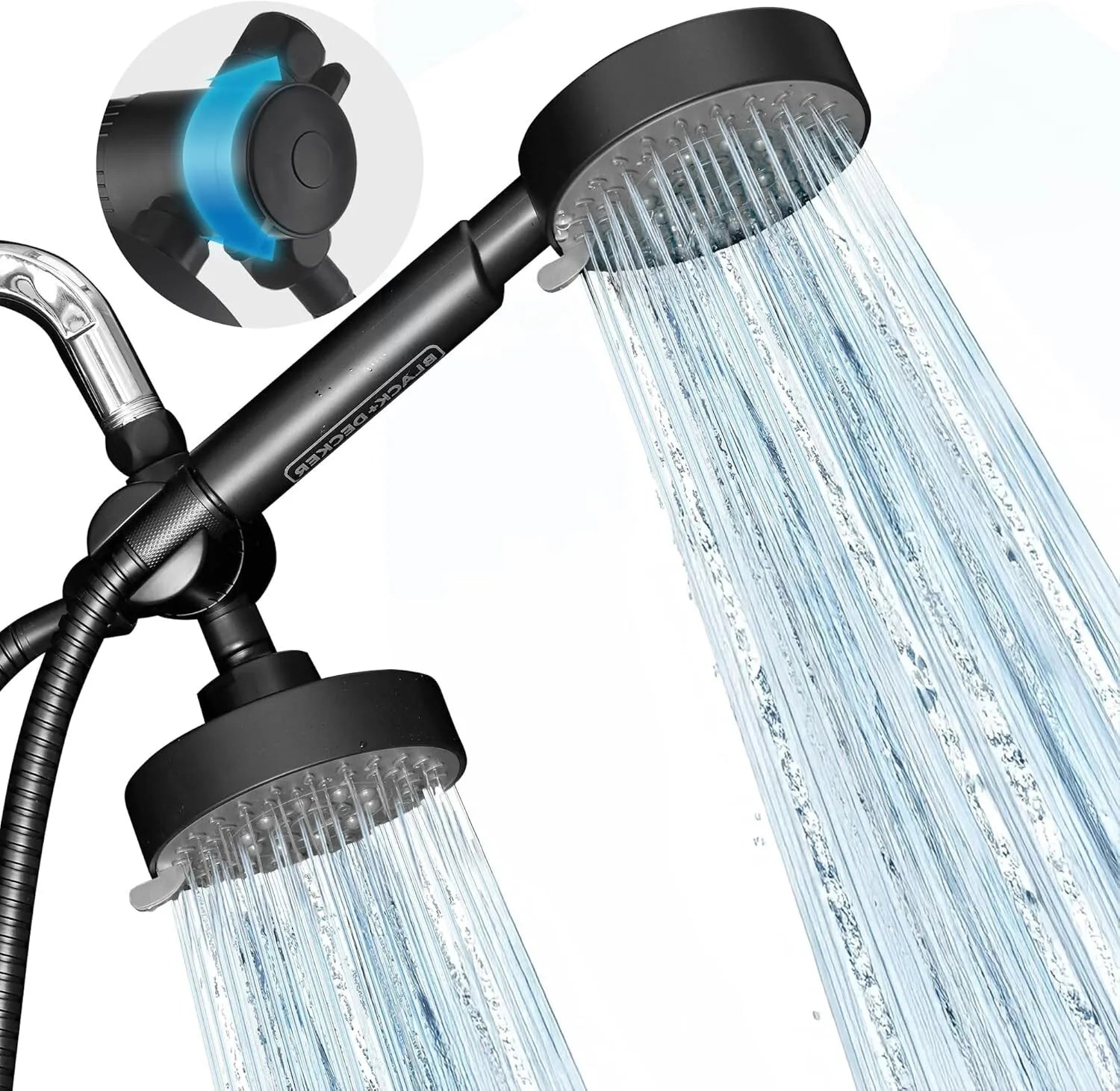 2-in-1 Black Shower Head with Handheld Sprayer Combo