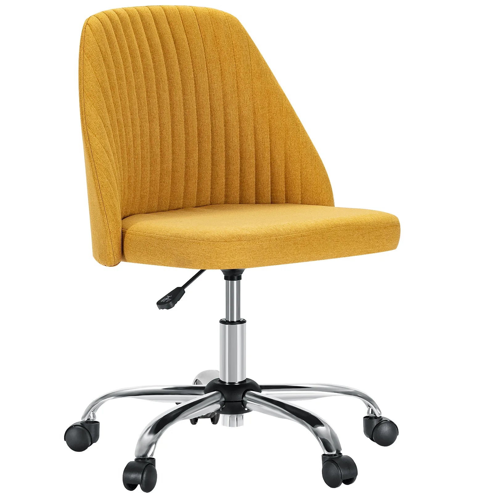 Armless Small Desk Office Chair Cute Vanity Swivel Chair with Back Modern Fabric with Wheels Swivel Task Home Gaming Chair