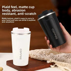 Coffee travel cup, leak proof stainless steel reusable thermos, matte surface - long-lasting thermal insulation