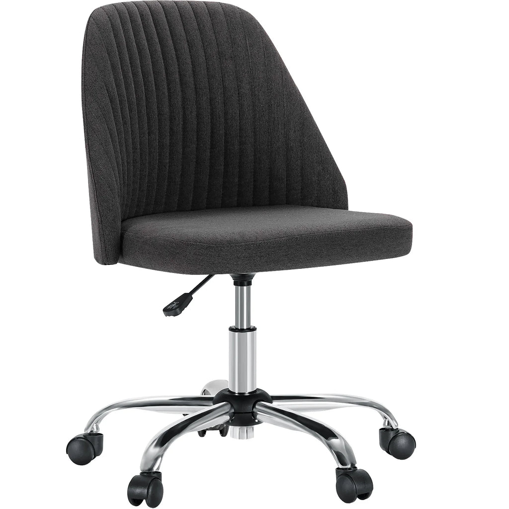 Armless Small Desk Office Chair Cute Vanity Swivel Chair with Back Modern Fabric with Wheels Swivel Task Home Gaming Chair
