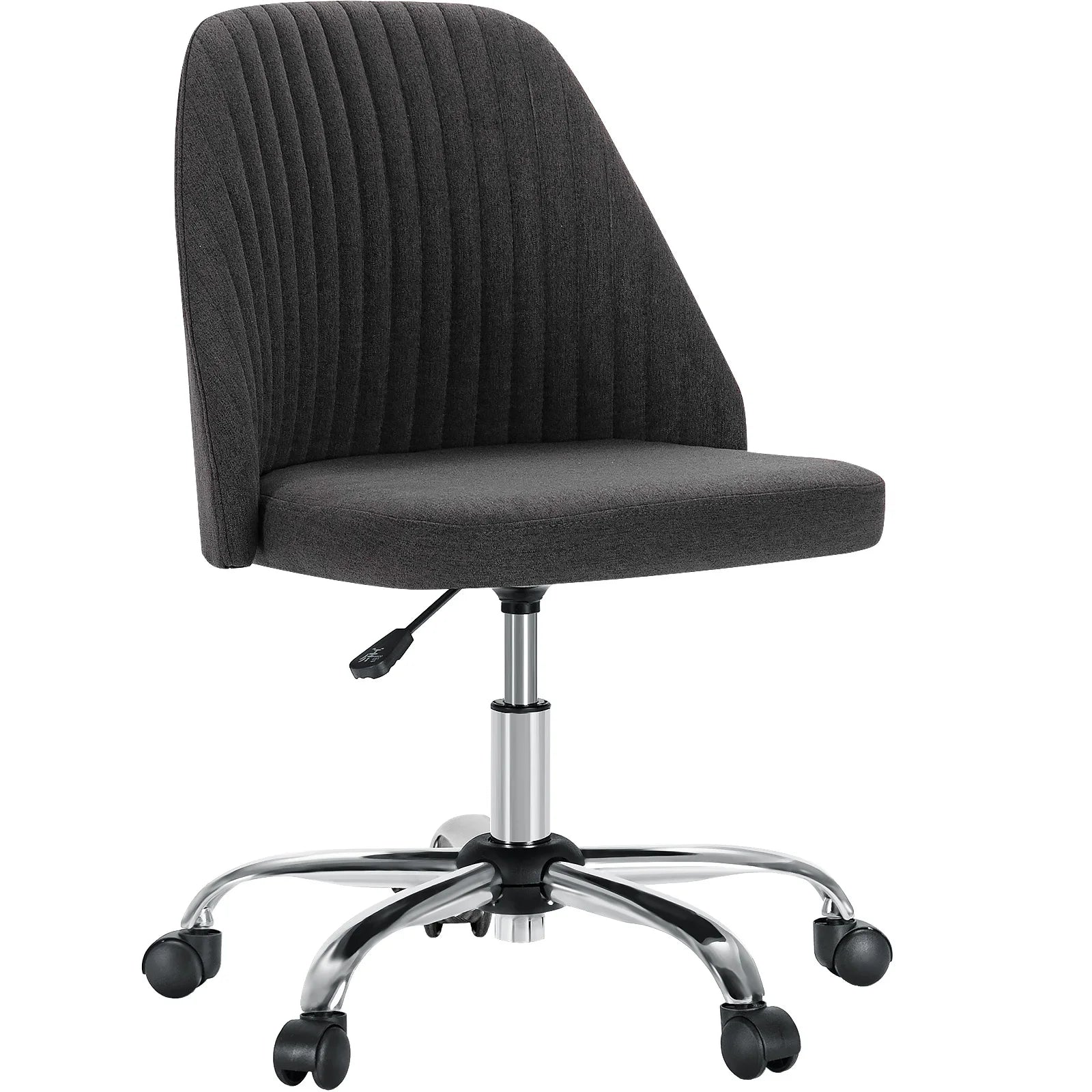 Armless Small Desk Office Chair Cute Vanity Swivel Chair with Back Modern Fabric with Wheels Swivel Task Home Gaming Chair