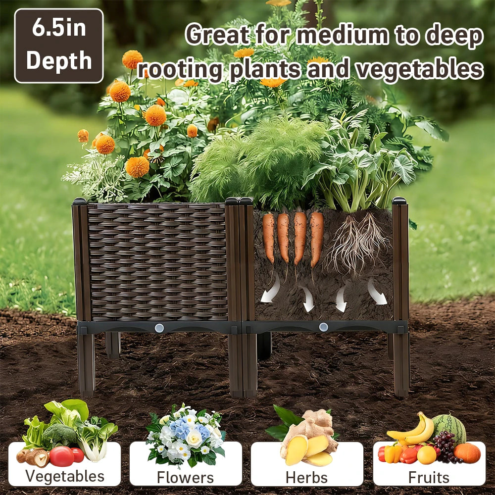 2 Garden/Balcony/Outdoor Patio Planting Box with Bracket Vegetable Flower Planting Raised Container Home Courtyard Plant Planter