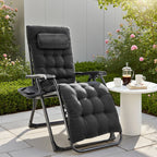 Zero Gravity Recliner Chair – Folding Portable Lounge for Camping, Patio & Outdoor Garden with Cup Holder Tray & Removable Cushion