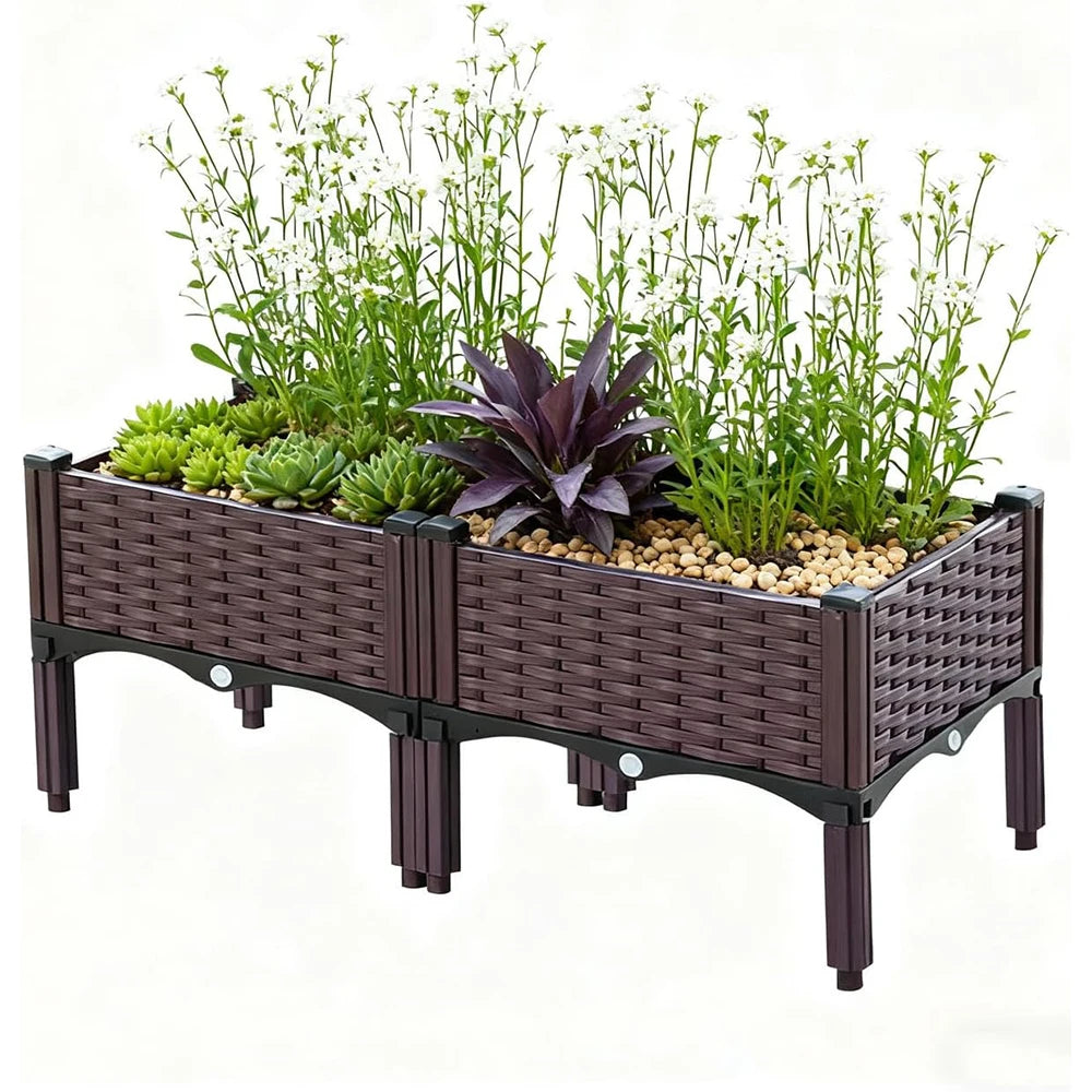 2 Garden/Balcony/Outdoor Patio Planting Box with Bracket Vegetable Flower Planting Raised Container Home Courtyard Plant Planter