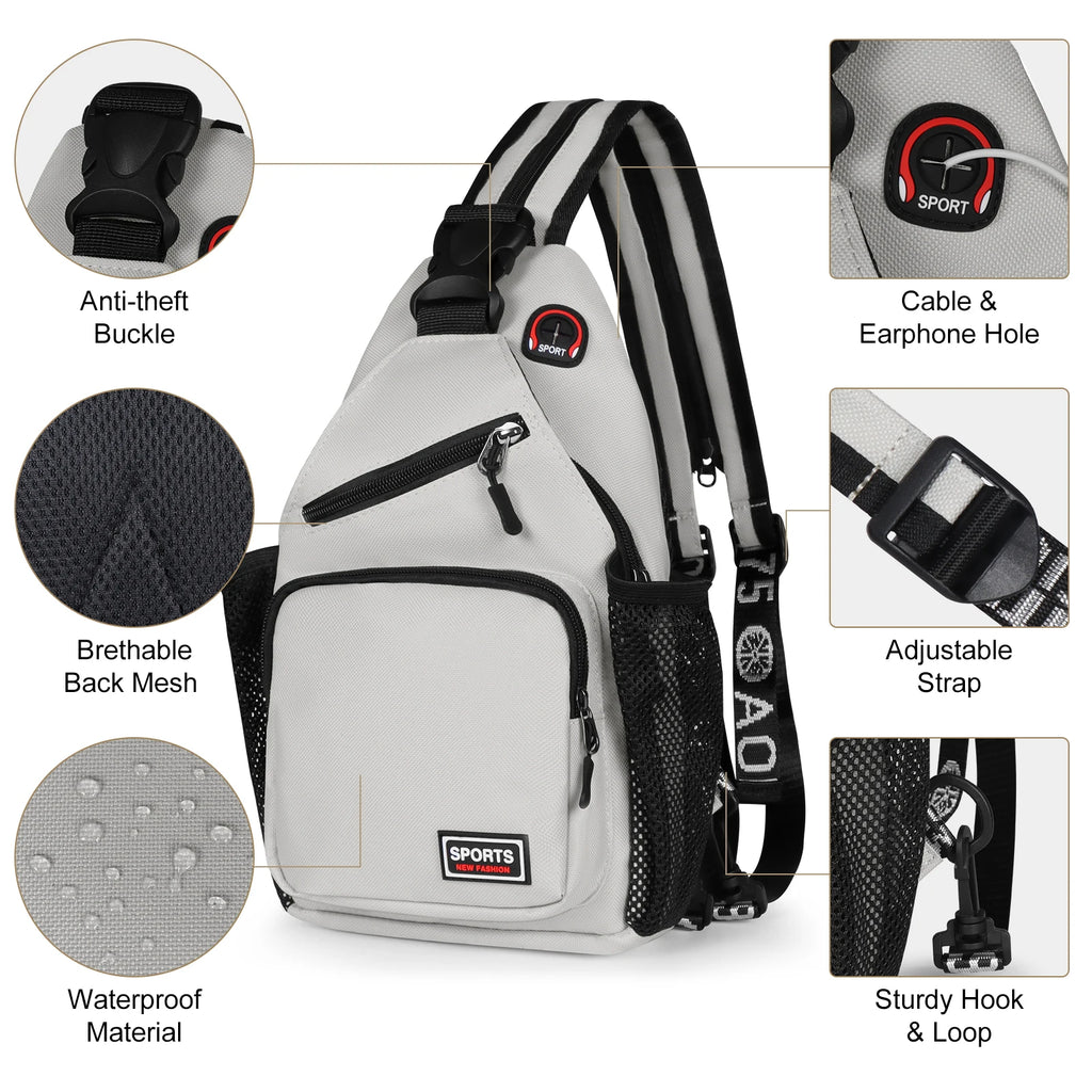 Convertible Sling Bag 7.9" Tablet Crossbody Mini Backpack with Headphone Jack Casual Pack for Women Men Travel