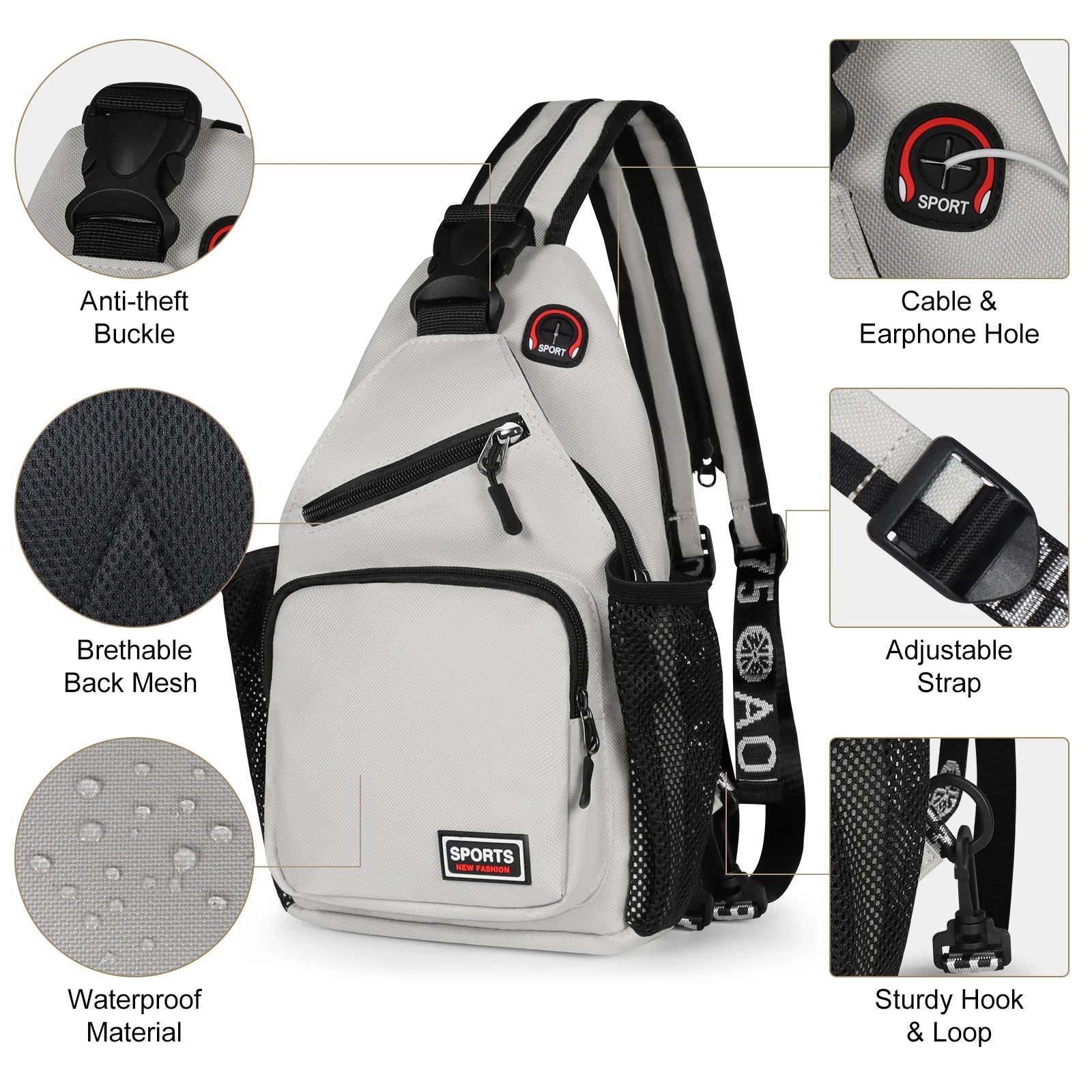 Convertible Sling Bag 7.9" Tablet Crossbody Mini Backpack with Headphone Jack Casual Pack for Women Men Travel