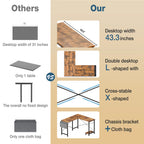 Gaming Corner 50 Inch Office Writing PC Wooden Table with CPU Storage Shelf & Side Bag for Home Office Bedroom