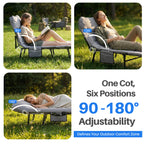 Adjustable Folding Camping Bed with Mattress  Lightweight Camping Cot with Carry Bag 6 Angle Foldable Camping Bed for Camp Outdoor Supports 450 lbs