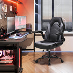 Ergonomic Office Computer Home Gaming Desk Chair Adjustable PU Leather Racing Chair Flip-up Armrest