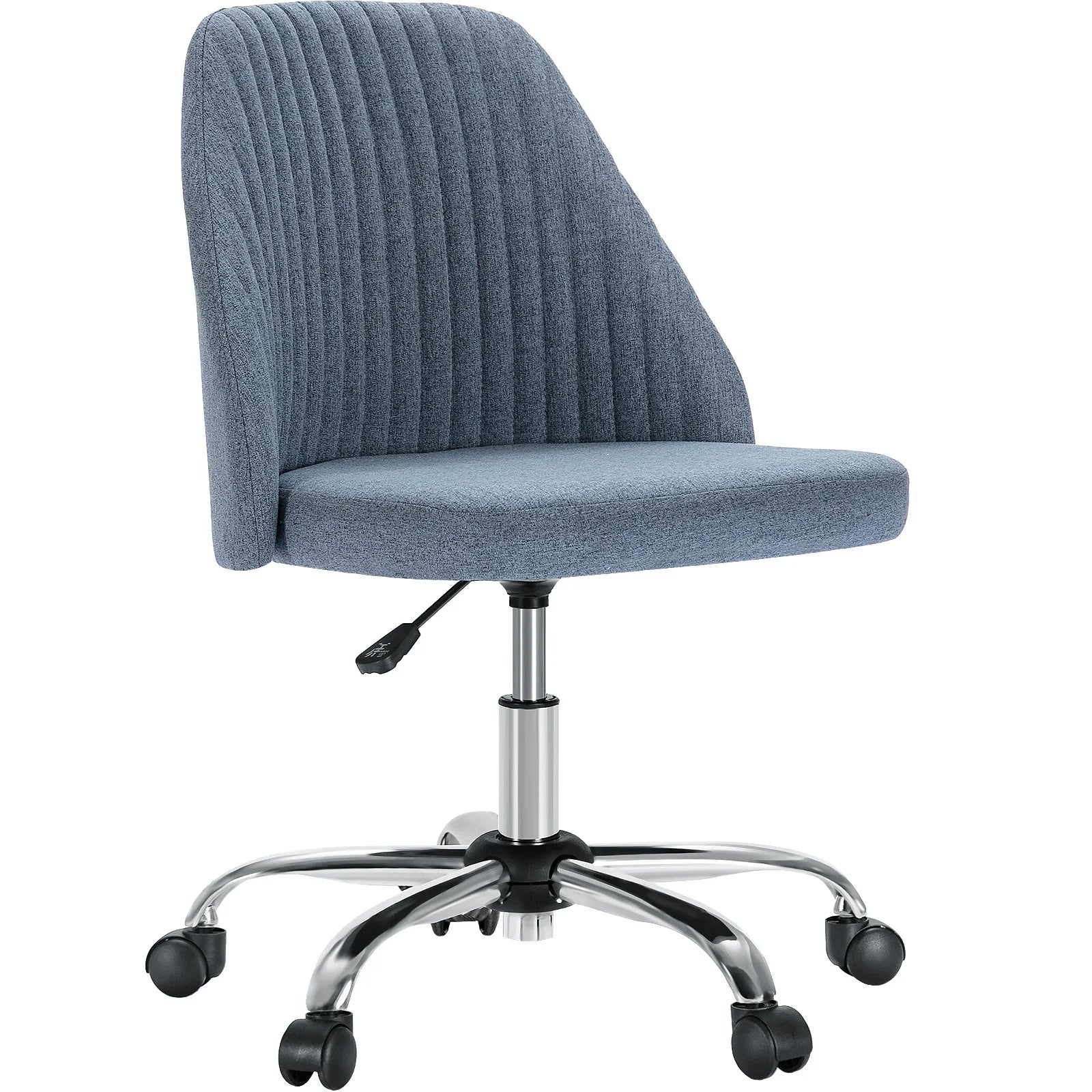 Armless Small Desk Office Chair Cute Vanity Swivel Chair with Back Modern Fabric with Wheels Swivel Task Home Gaming Chair