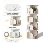 JHK 3-4 Tier Rotating Storage Bookshelf 360° Display Revolving Bookcase  Freestanding Vertical Corner Book Shelf for Bedroom Living Room
