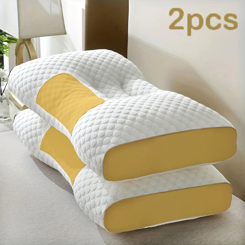2pcs Massage Neck Pillows Adjustable Ergonomic Orthopedic Contour Support, All-Season Sleeping Comfort