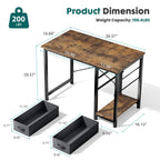 47IN Computer Desk with 2 Drawers For Study Office Gaming Wood Table with Adjustable Position Drawers Modern Work Table