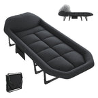 Adjustable Folding Camping Bed with Mattress  Lightweight Camping Cot with Carry Bag 6 Angle Foldable Camping Bed for Camp Outdoor Supports 450 lbs