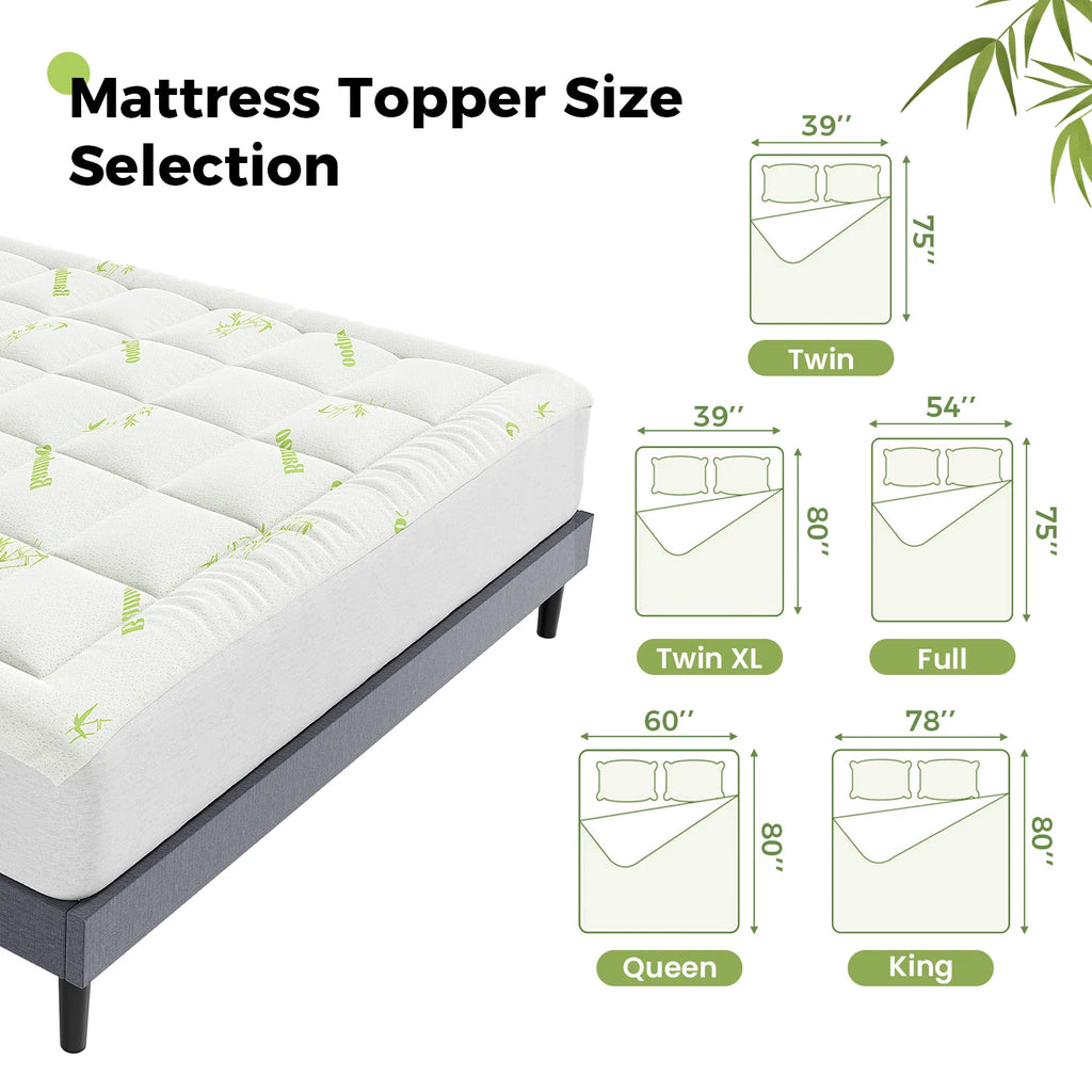 400g Bamboo Fiber Mattress Topper - Cooling, Breathable & Deep Pocket Design