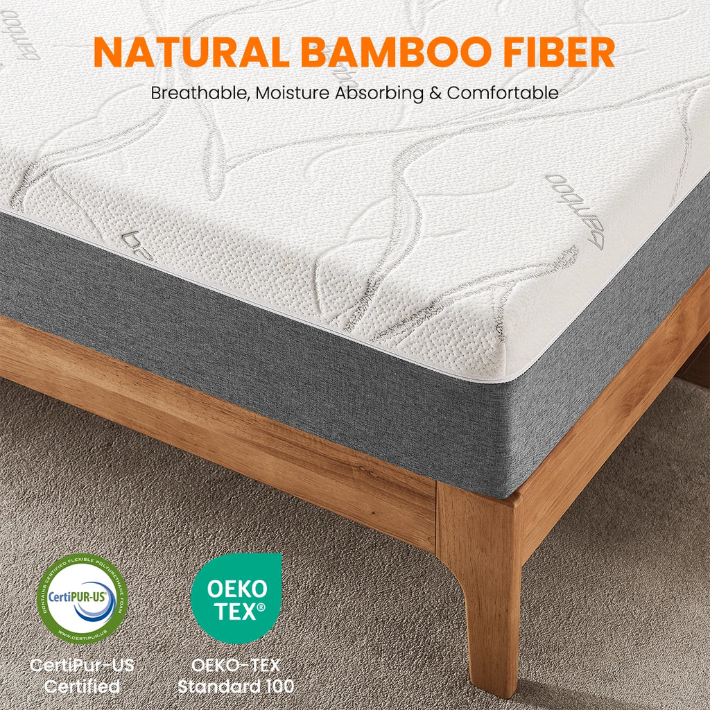 Memory Foam Mattress，Medium Firm  with Bamboo Cool & Washable Cover - CertiPUR-US Certified for Support
