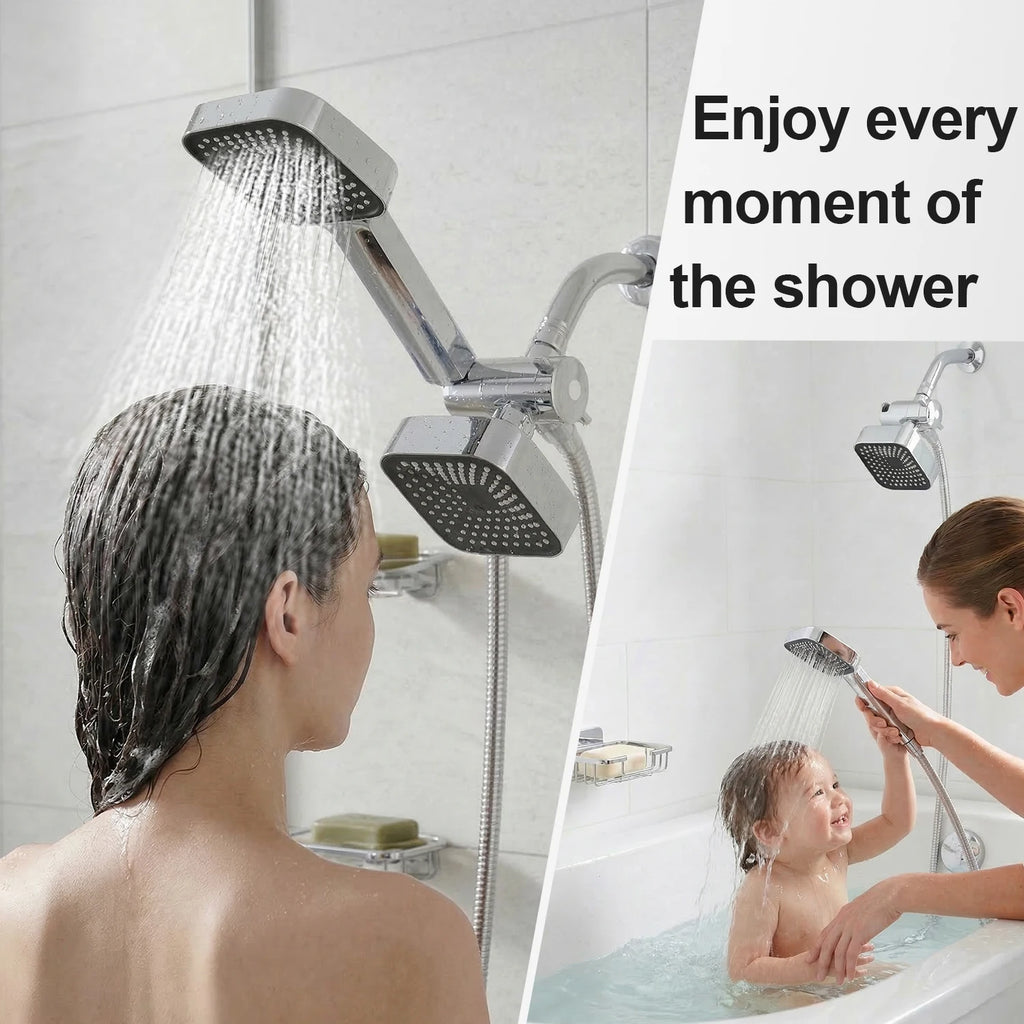 2-in-1 High Flow Rainfall and Handheld Shower Headset