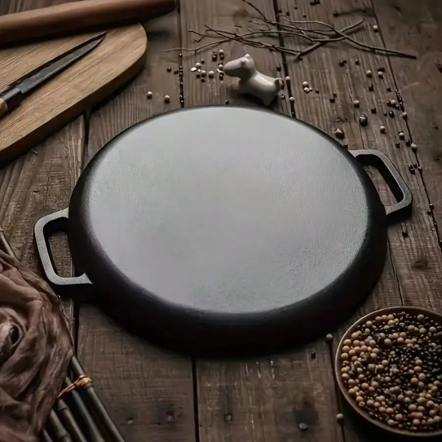 Multifunctional Cast Iron Skillet — Non-Stick Design, Ideal for Pizza, Grilling, and Pancakes (11 inch) — Compatible with All Stove Types