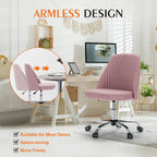 Armless Small Desk Office Chair Cute Vanity Swivel Chair with Back Modern Fabric with Wheels Swivel Task Home Gaming Chair