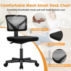 Mesh with Lumbar Support Armless Office Chair Low Back with Wheels Adjustable Height 360° Rolling Swivel Computer Chair