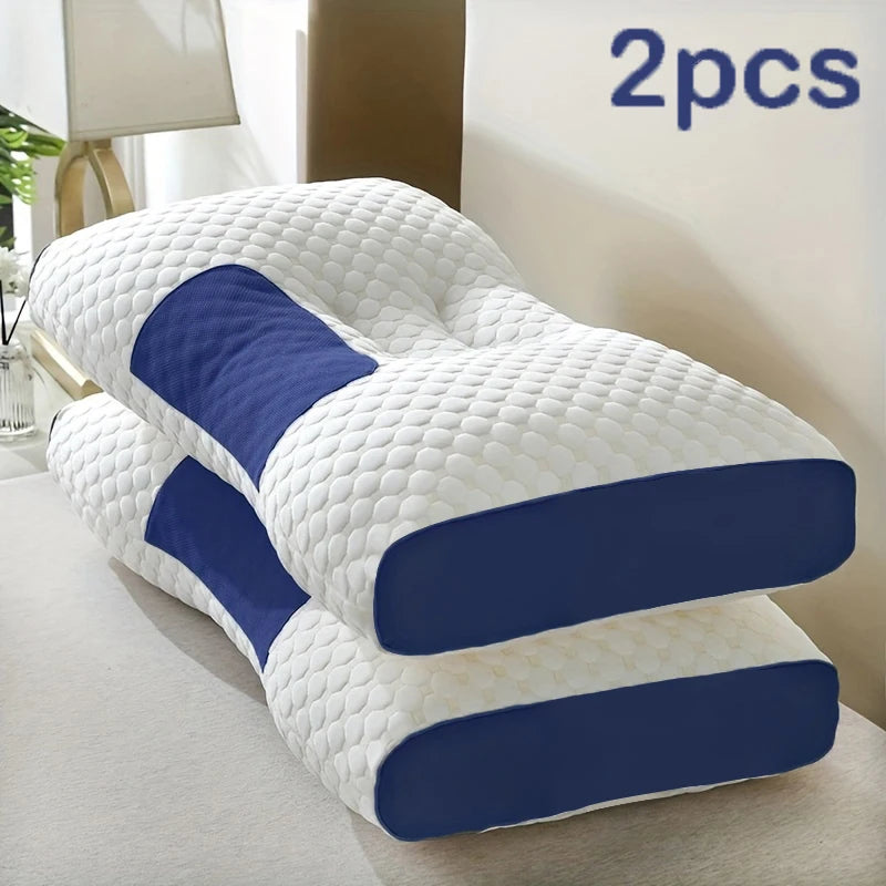 2pcs Massage Neck Pillows Adjustable Ergonomic Orthopedic Contour Support, All-Season Sleeping Comfort