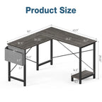 Gaming Corner 50 Inch Office Writing PC Wooden Table with CPU Storage Shelf & Side Bag for Home Office Bedroom