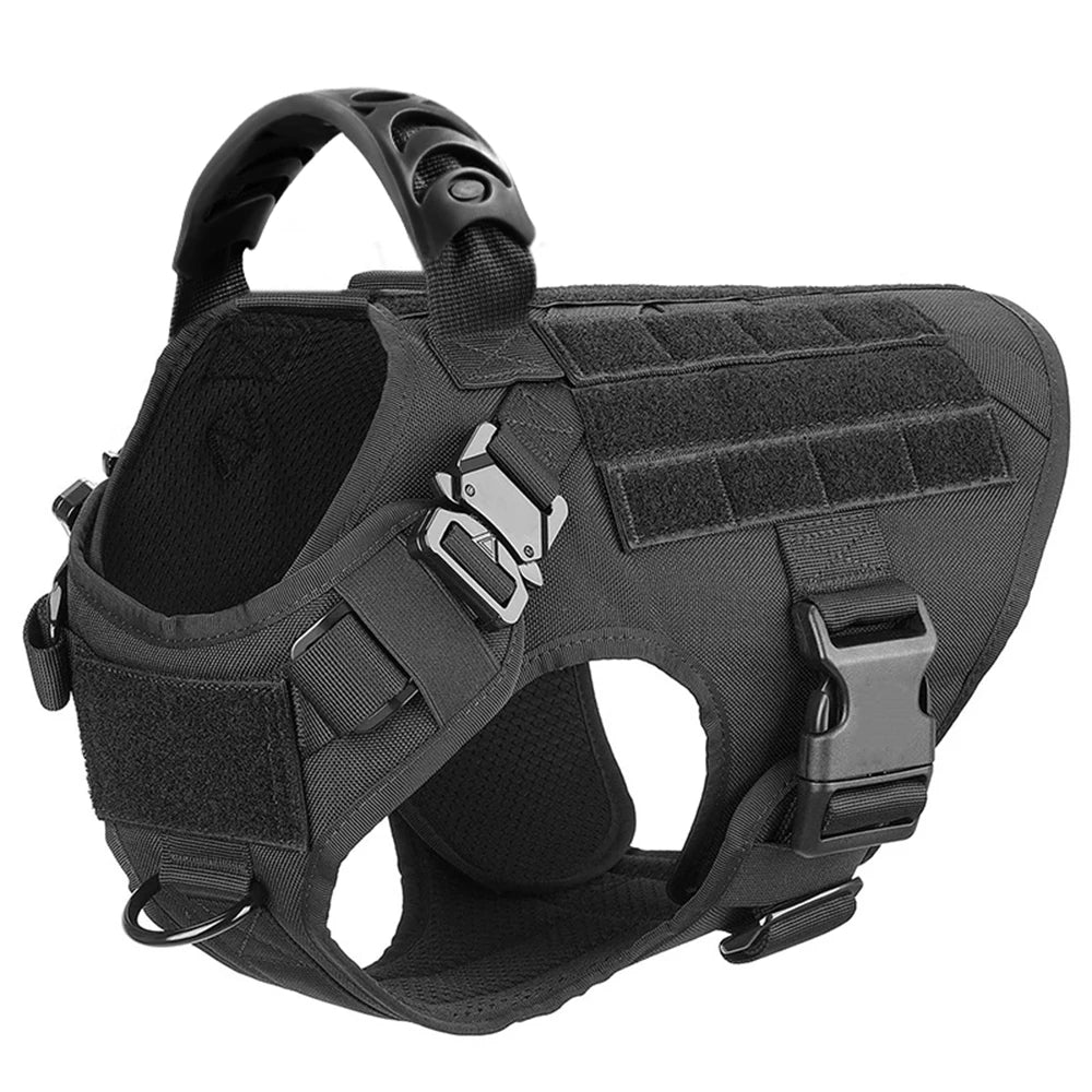 Heavy-Duty Tactical No-Pull Harness with Quick Release Buckles, Front and Back D-Rings with Optional Accessories