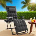 Zero Gravity Recliner Chair – Folding Portable Lounge for Camping, Patio & Outdoor Garden with Cup Holder Tray & Removable Cushion