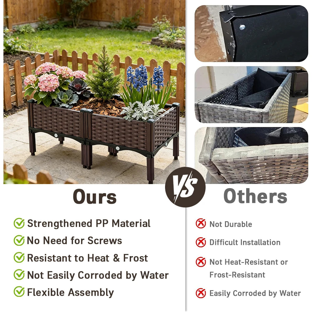 2 Garden/Balcony/Outdoor Patio Planting Box with Bracket Vegetable Flower Planting Raised Container Home Courtyard Plant Planter
