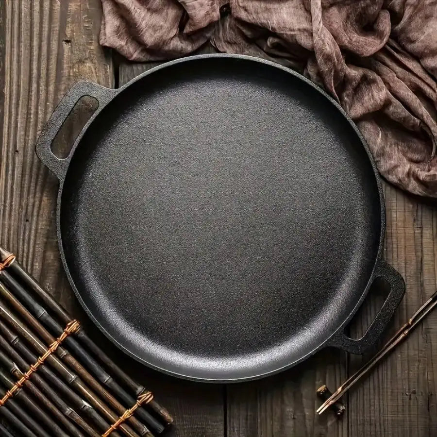 Multifunctional Cast Iron Skillet — Non-Stick Design, Ideal for Pizza, Grilling, and Pancakes (11 inch) — Compatible with All Stove Types