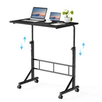 Adjustable Height Mobile Desk with Locking Wheels & Pin-Lock Portable Heavy-Duty Computer Desk Laptop Workstation for Walking Pad Treadmill Home Office