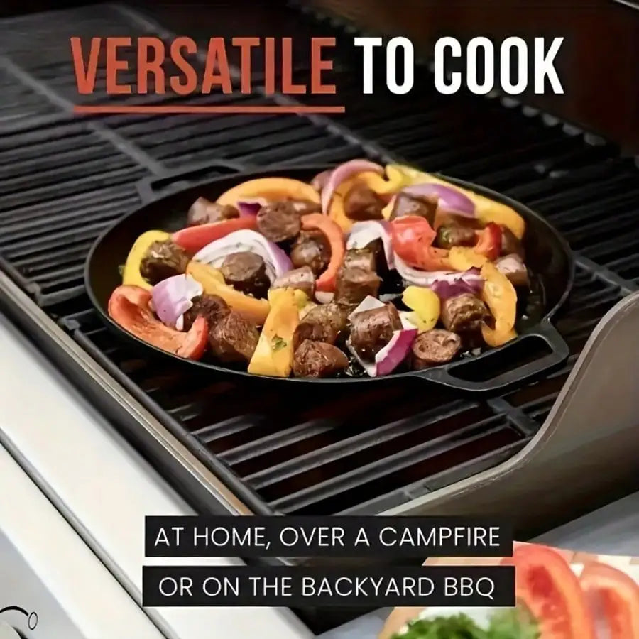 Multifunctional Cast Iron Skillet — Non-Stick Design, Ideal for Pizza, Grilling, and Pancakes (11 inch) — Compatible with All Stove Types