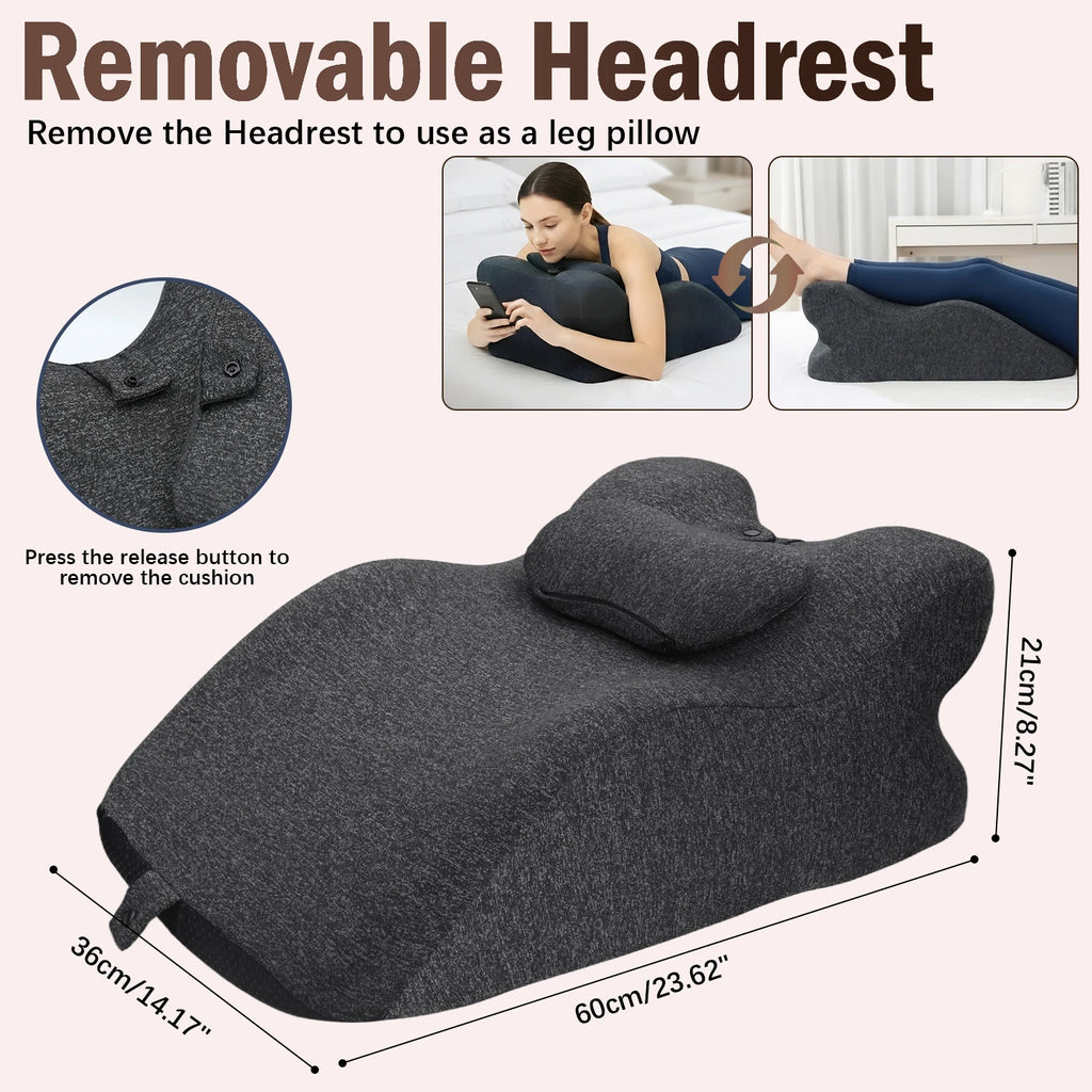 Ergonomic Memory Foam Wedge Pillow, 27° Angled Support for Neck and Waist, Multi-Position Support Pillow (Deep Grey)