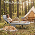 Adjustable Folding Camping Bed with Mattress  Lightweight Camping Cot with Carry Bag 6 Angle Foldable Camping Bed for Camp Outdoor Supports 450 lbs