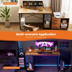 47IN Computer Desk with 2 Drawers For Study Office Gaming Wood Table with Adjustable Position Drawers Modern Work Table