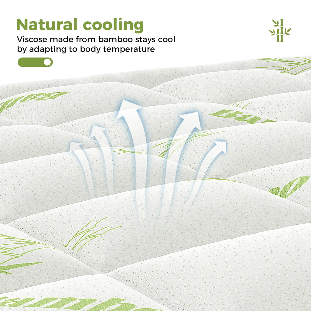 400g Bamboo Fiber Mattress Topper - Cooling, Breathable & Deep Pocket Design