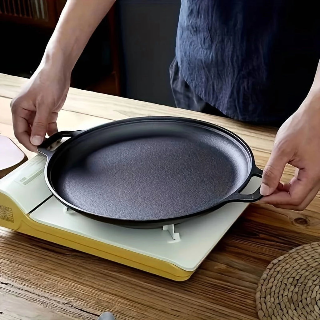 Multifunctional Cast Iron Skillet — Non-Stick Design, Ideal for Pizza, Grilling, and Pancakes (11 inch) — Compatible with All Stove Types