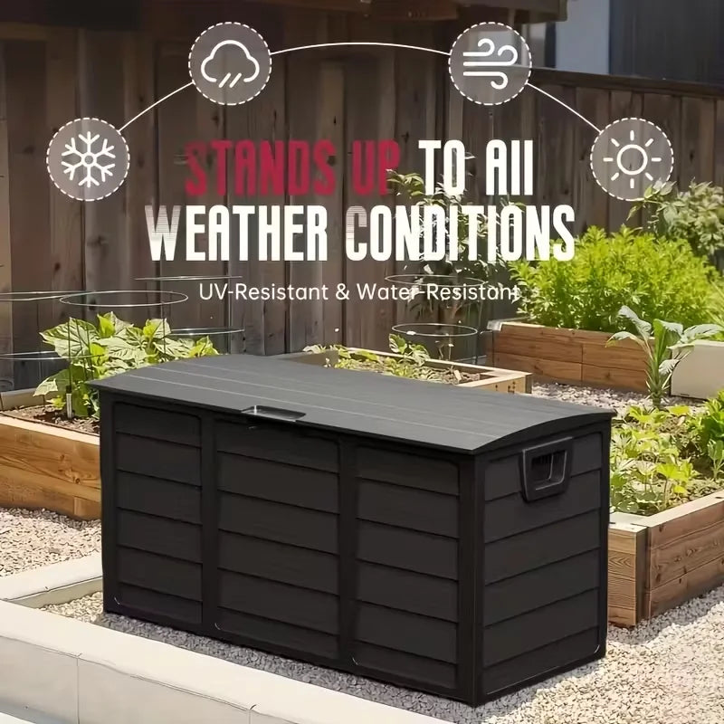 Large Outdoor Deck Box with Lockable Lid & Heavy-Duty Hinged Door