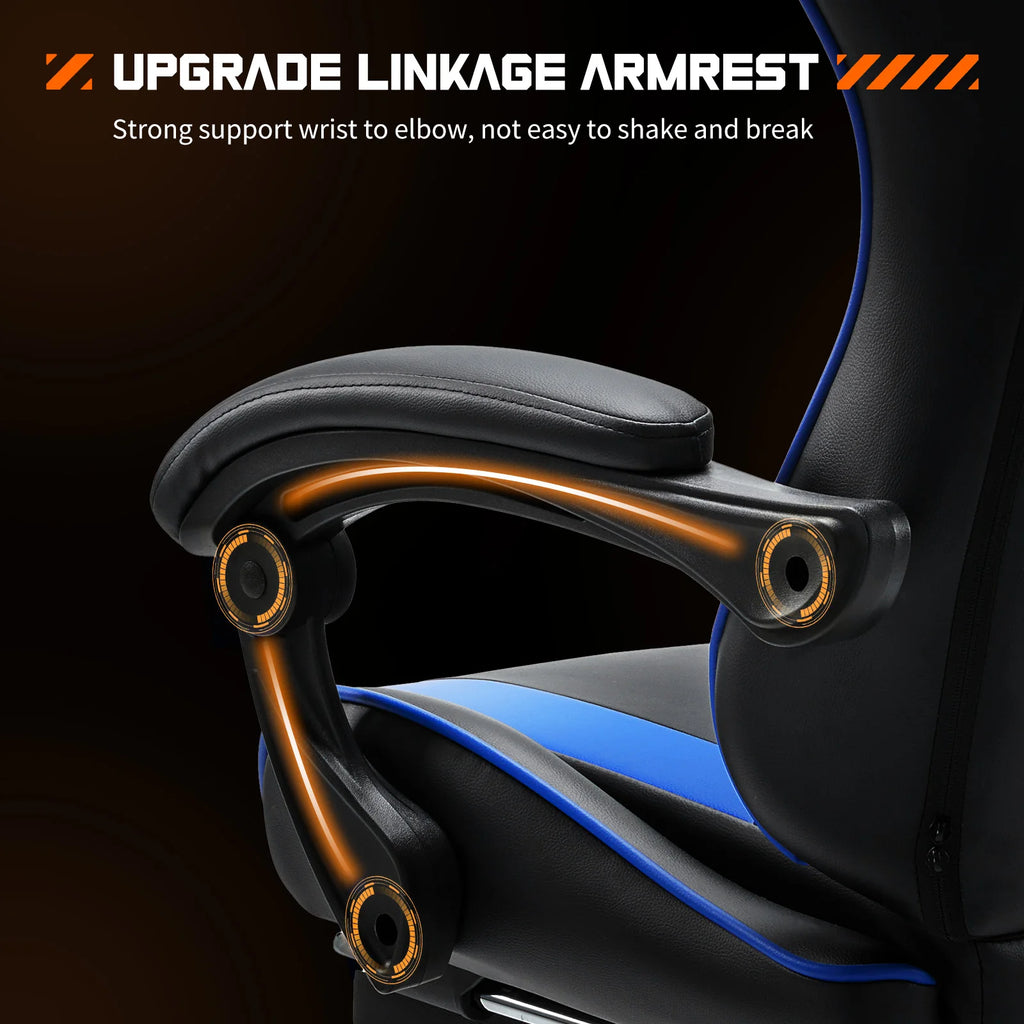 Ergonomic Racing Gaming Chair Adjustable Swivel PU Leather with Headrest and Lumbar Support For Office Computer Living Room