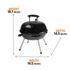 Portable Charcoal Grill 14.5 Inch Tabletop Grill Dome Design Adjustable Air Vents Ideal Camping Tailgating Picnics Easy Cleanup